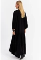 Kadın Siyah Nakışlı Volanlı Maxi Elbise MALO8