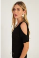 Kadın Siyah Omuzları Açık Bluz BR1329