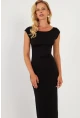 Kadın Siyah Sırtı Açık Midi Elbise DMR345