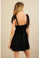 Kadın Siyah Sırtı Gipeli Mini Elbise YEL221688