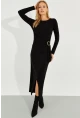 Kadın Siyah Tokalı Anvelop Maxi Elbise BK272020