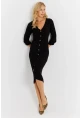 Kadın Siyah Triko Midi Gömlek Elbise YV274