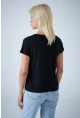 Kadın Siyah V Yaka T-Shirt LPP1311