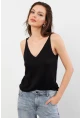 Kadın Siyah V Yaka Triko Bluz KZ546