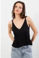 Kadın Siyah V Yaka Triko Bluz KZ546