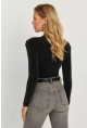 Kadın Siyah Vatkalı Kruvaze Çıtçıtlı Bodysuit GÇ151