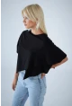 Kadın Siyah Yarasa Kol Asimetrik T-Shirt LPP1315