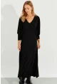 Kadın Siyah Yarasa Kol Midi Elbise BK272021