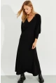 Kadın Siyah Yarasa Kol Midi Elbise BK272021