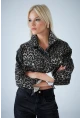 Kadın Taş-Siyah Kısa Leopar Denim Ceket TSS103