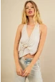 Kadın Taş Tokalı Asimetrik Crop Bluz AN8134