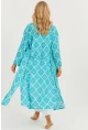 Kadın Turkuaz Desenli Kimono GÇ155