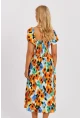 Kadın Turuncu Gipeli Desenli Midi Elbise MON126
