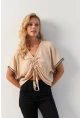 Kadın Vanilya Önü Büzgülü Bluz XL2039