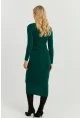 Kadın Yeşil Büzgülü Buzi Midi Elbise KED147