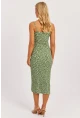 Kadın Yeşil İnce Askılı Midi Elbise MON125