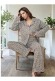 Leopar Desenli Düğmeli Pijama Takımı