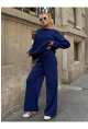 Modal Kumaş Lacivert Oversize Sweat İkili Takım