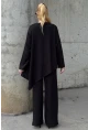 Rahat Kalıp Asimetrik Bluz Ve Pantolon Modal Kumaş Takım Siyah