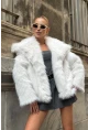 Suni Kürk Premium Peluş Ceket Ekru