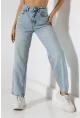 Yüksek Bel Düz Kesim Açık Mavi Jean