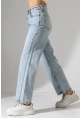 Yüksek Bel Düz Kesim Açık Mavi Jean