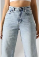 Yüksek Bel Düz Kesim Açık Mavi Jean