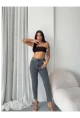 Yüksek Bel Yıkamalı Antrasit Mom Jean