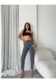 Yüksek Bel Yıkamalı Antrasit Mom Jean