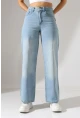 Açık Mavi Yüksek Bel Wide Leg Jean Pantolon