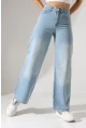 Açık Mavi Yüksek Bel Wide Leg Jean Pantolon