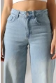 Açık Mavi Yüksek Bel Wide Leg Jean Pantolon
