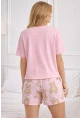 Ayıcık Baskılı Şortlu Kadın Pijama Takımı Pembe