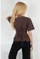 Bağlama Detaylı Kısa Kollu Tişört Kahverengi