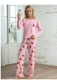 Çilek Baskılı Uzun Kollu Pijama Takımı