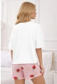 Çilek Desenli Şortlu Kadın Pijama Takımı – Beyaz/Pembe