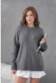 Gri Yumuşak Dokulu Uzun Kollu Triko Kazak