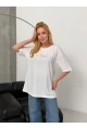 Kadın Baskılı Oversize Beyaz T-shirt