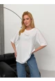 Kadın Baskılı Oversize Beyaz T-shirt