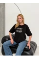 Kadın Baskılı Oversize T-Shirt Siyah