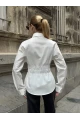 Kadın Bel Büzgülü Uzun Kollu Beyaz Gömlek