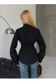 Kadın Bel Büzgülü Uzun Kollu Siyah Gömlek