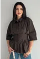 Kadın Bel Formlu Gömlek – Düğmeli Yarım Kol Şık Gömlek