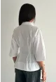 Kadın Bel Formlu Gömlek – Düğmeli Yarım Kol Şık Gömlek Beyaz