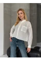 Kadın Beyaz Çizgili Salaş Gömlek