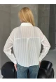 Kadın Beyaz Çizgili Salaş Gömlek