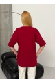 Kadın Bordo Baskılı Oversize T-Shirt