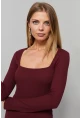 Kadın Bordo Kare Yaka Bluz EY1101