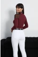 Kadın Bordo Omuzları Tül Bluz TZ2075