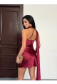 Kadın Boyun Detay Saten Mini Elbise Kırmızı